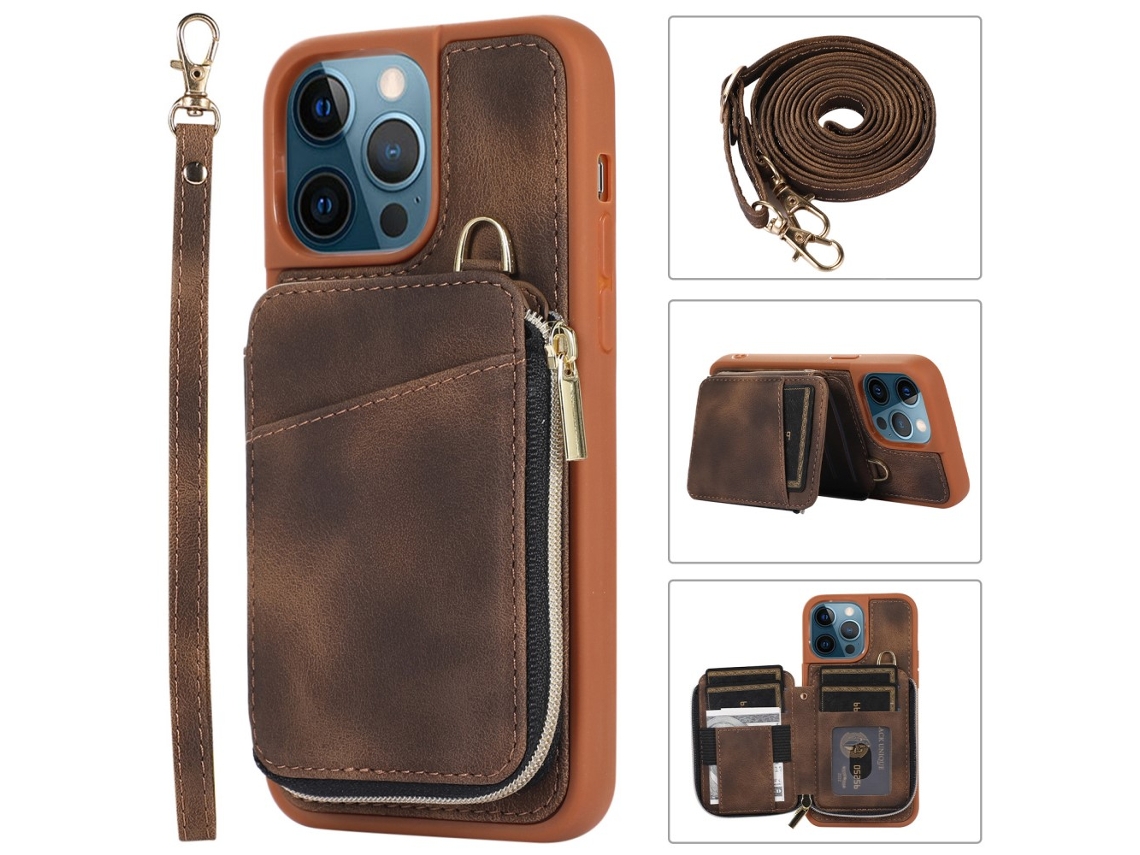 Suporte Casa Pega Inch Para Iphone 13 Pro Pele Sintética Castanho