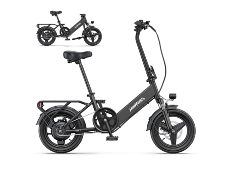 Bicicleta Elétrica Hillmiles Mile 1 Motor 250w Bateria 36v10.4ah Pneus De 14 Polegadas Travões De Disco Mecânicos Preto