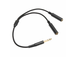 Cabo Y Divisor Estéreo 6,35mm Plug Macho para 2 Fêmeas com Conectores Dourados 11,8 Polegadas