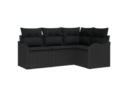 Conjunto 4 Conjunto De Sofá De Jardim Vidaxl Preto Vime Pe (55 X 55 X 37 Cm)