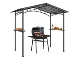 Pavilhão Do Policarbonato Jardim 2,5 X 1,5 M - Abrigo Para Churrasco - 2 Prateleiras - Telhado De Churrasco - Telhado De Preto