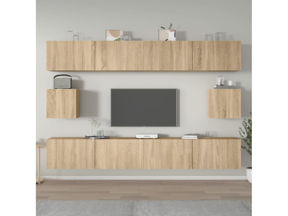 Vidaxl Conjunto Móveis De Tv 6 Pcs Madeira Processada Carvalho Sonoma
