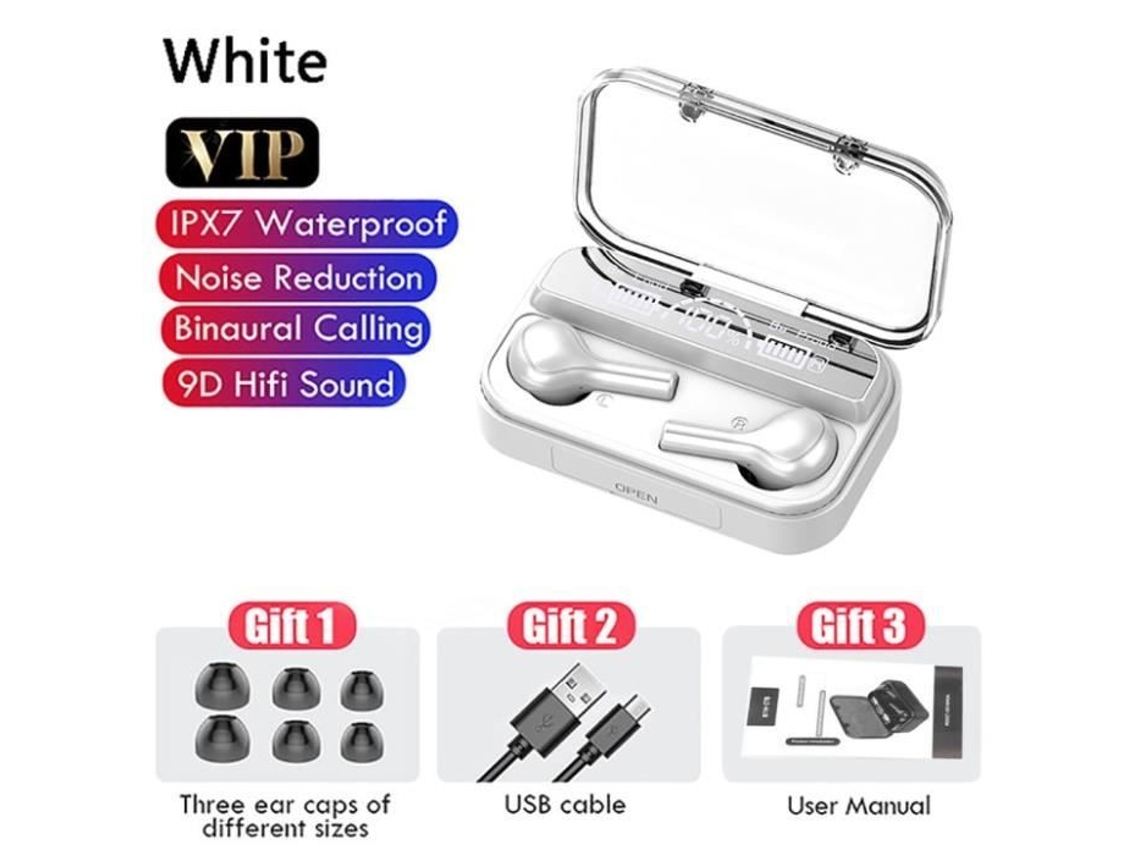 Fones de ouvido intra-auriculares sem fio Bluetooth 5.0 TWS 278 Branco