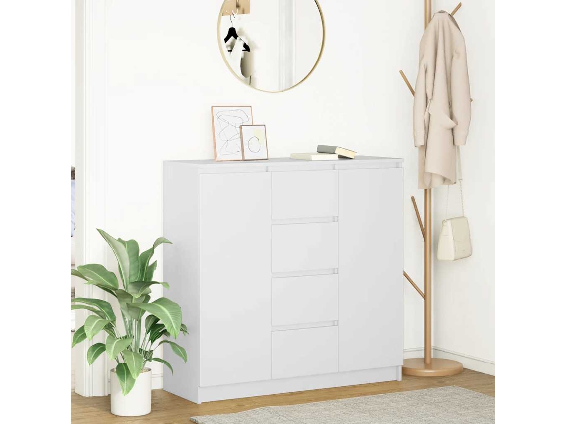 Vidaxl Aparador C/ Gavetas 100,5x35x98,5cm Derivados De Madeira Branco