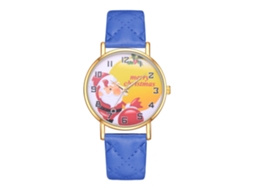 Reloj De Cuarzo Casual Con Correa De Pu Y Diseño De Santa Claus Unisex (azul)