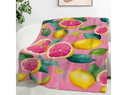 Manta de Frutas com Estampa Limão e Toranja 180x200 Cm Multifuncional Macia Aconchegante em Flanela Ideal para