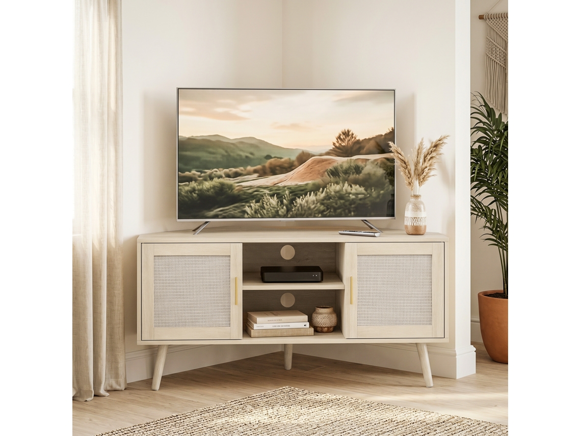 Móvel De Canto Para Tv De 115 Cm Para Televisores De Até 65 Polegadas, Acabamento Em Carvalho.