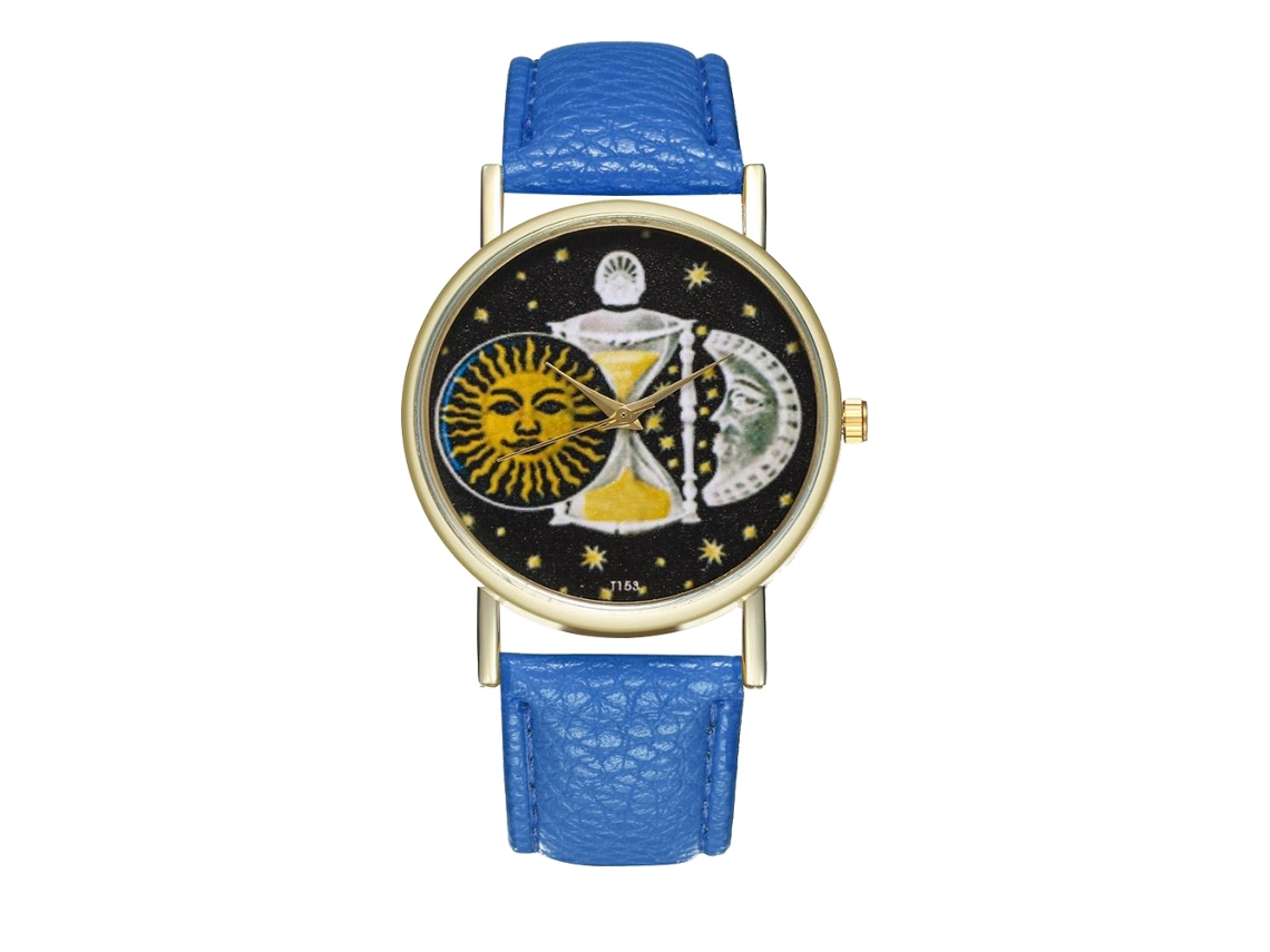 Reloj De Pulsera Unisex De Cuero Fashion Con Movimiento De Quartzo (azul)