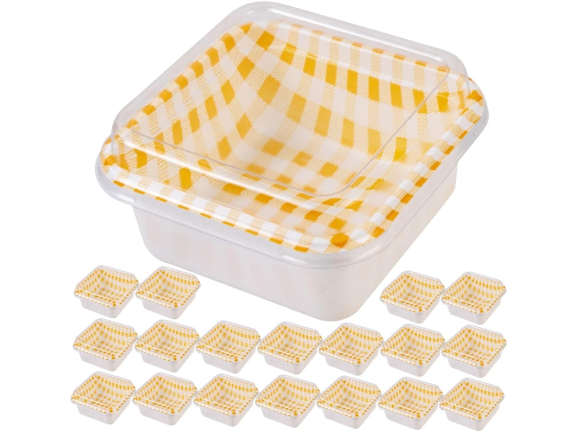 Plafope Conjunto De 50-caixas Compactas Pet Para Bolos Com Tampas Laranja, Vitrine Multifuncional Para Café E Pequenos