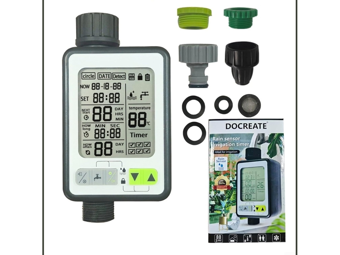 Temporizador De Rega Automático Com Visor Lcd 32", Sensor Chuva,