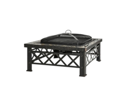 Fogueira/lareira 3 Em 1 Com Tela De Proteção Contra Faíscas, Grelha E Balde De Gelo Para Churrasco No Jardim, Preta, 76x76x47cm Sini Tech Store