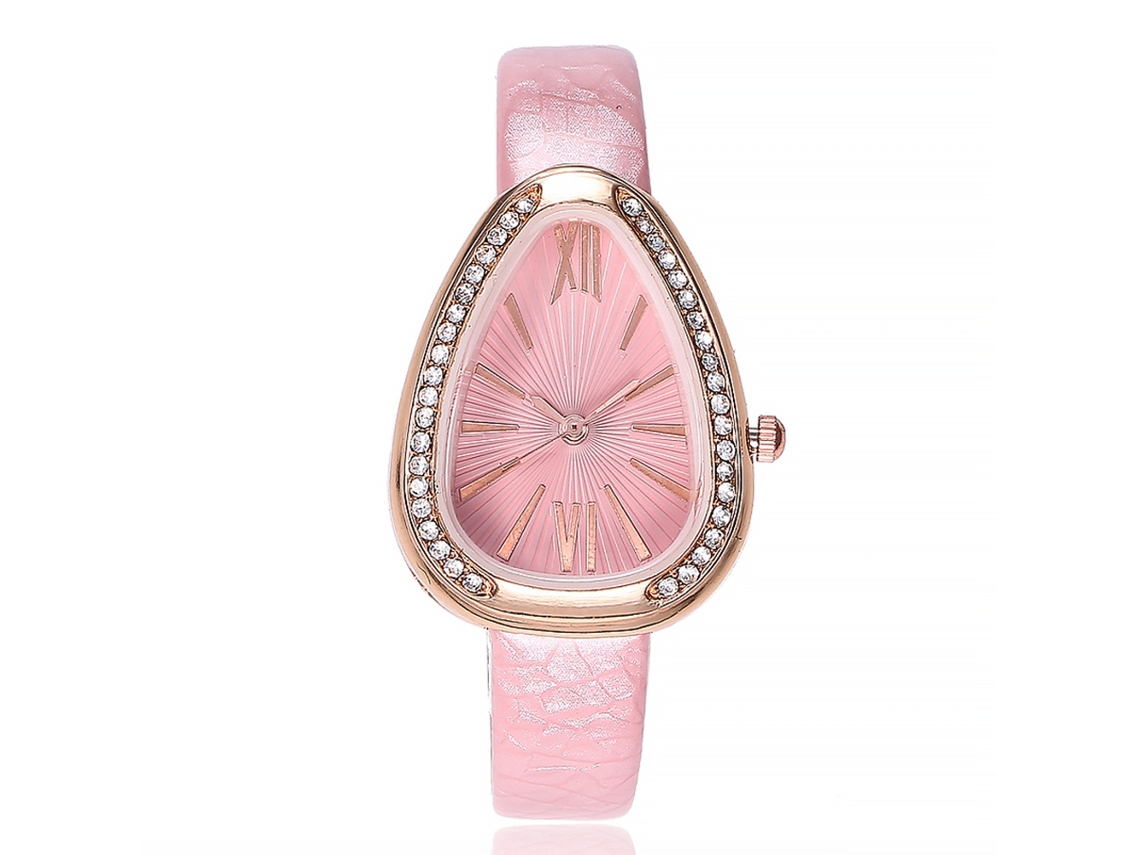 Relógio Feminino Vansvar de Couro Pu com Pedras, Estilo Fashion e Movimento de Quartzo