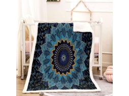 Manta Estampa Floral Abstrata Azul em Microfibra 130x150cm