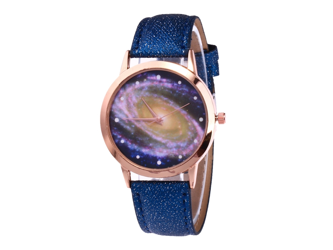 Reloj De Pulsera De Aleación Analógico Cuarzo Dial Redondo Para Parejas Azul Profundo
