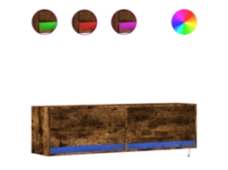 Móvel de Parede com Luzes Led Carvalho Fumado MAISON EXCLUSIVE (140x31x38 cm)