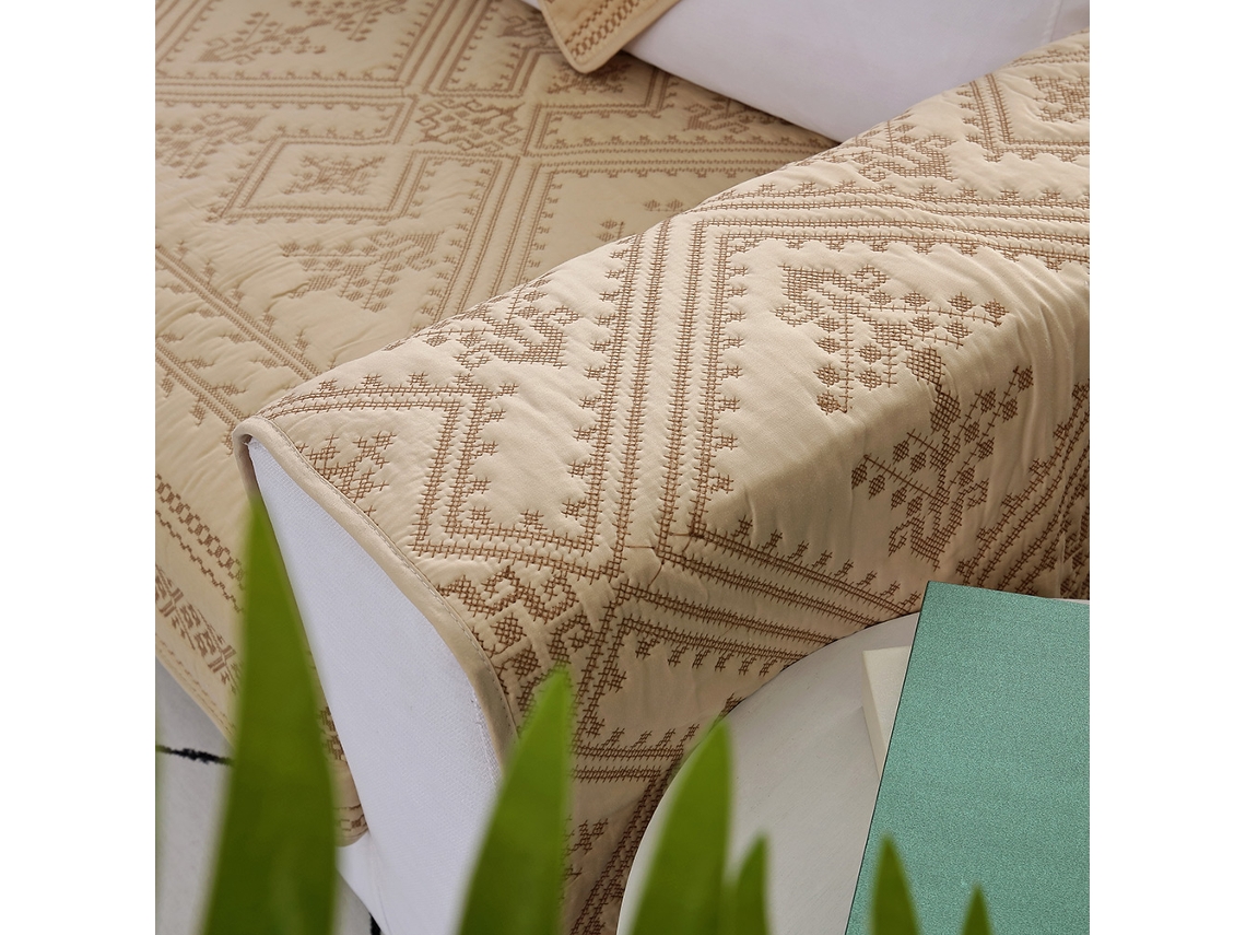Modern Cotton Embroidered Sofa Cushion Protector For Home Use (beige, Fits 90*120cm) Eoocoo