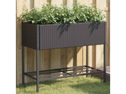 Vidaxl Canteiro De Jardim Com Prateleira 2pcs 90x40x75cm Vime Pe Preto