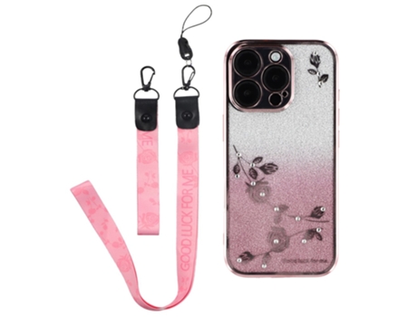Kadem Capa Em Tpu Com Cordão Para Apple Iphone 16 Pro Max - Ouro Rosa