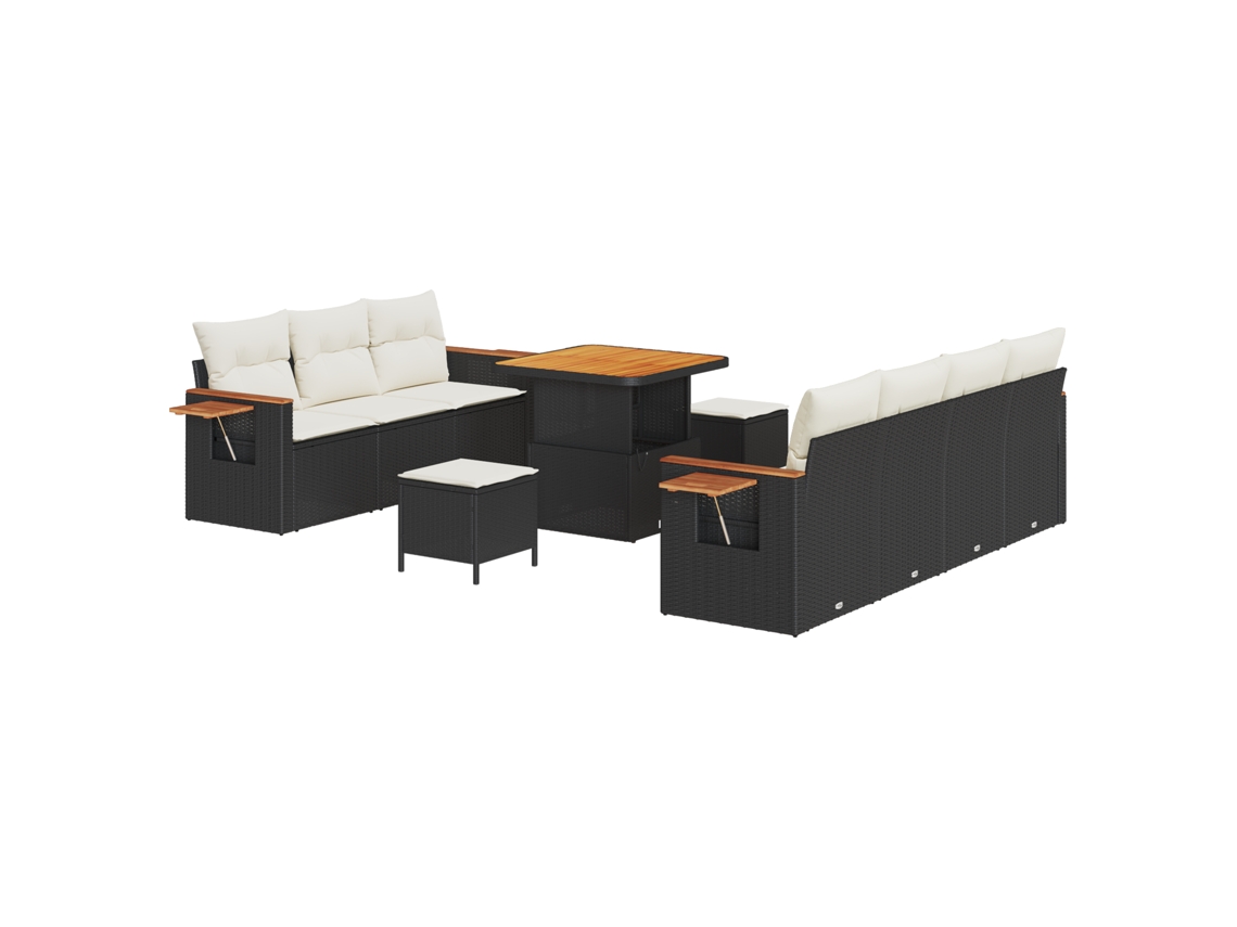 Conjunto 13 Sofá De Jardim Vidaxl Preto Vime Pe (234 X 204 X 85 Cm)