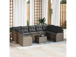 Vidaxl Conjunto De Sofá De Jardim 10 Unid. Cinzeto Vime Pe