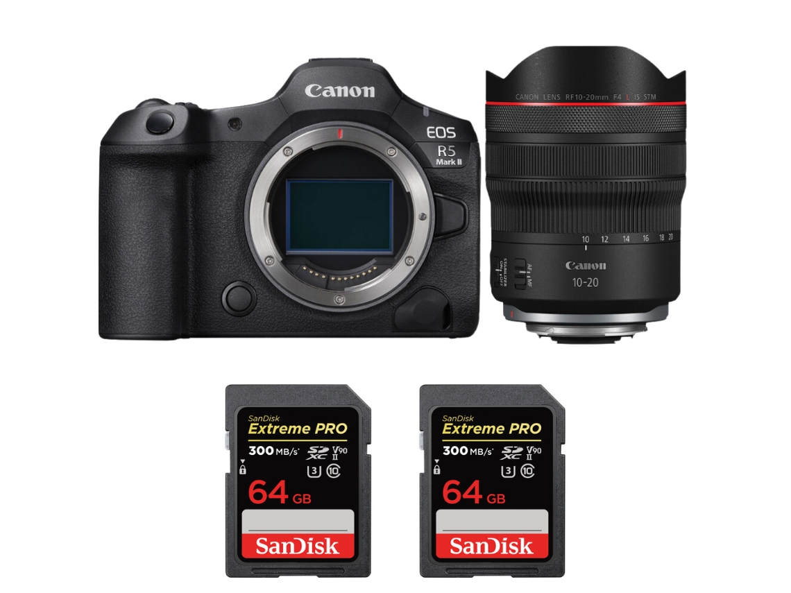 Eos R5 Mark Ii + Rf 10 20mm F/4 L Is Stm + 2 Sandisk 64gb Uhs ii 300mb/s + Ebook “20 Dicas para Fotos Que Impressionam” CANON