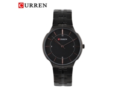 Relógio de pulso masculino Curren, à prova d'água, em aço inoxidável, estilo casual, quartzo, preto.