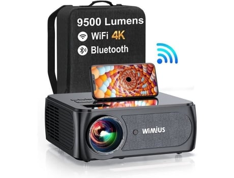 Projetor Bluetooth 5g Wifi, 9500 Lumens Full Hd 1080p Wimius 4k Projetor Suporte Wifi Bluetooth 4p/4d Correção de Zoom