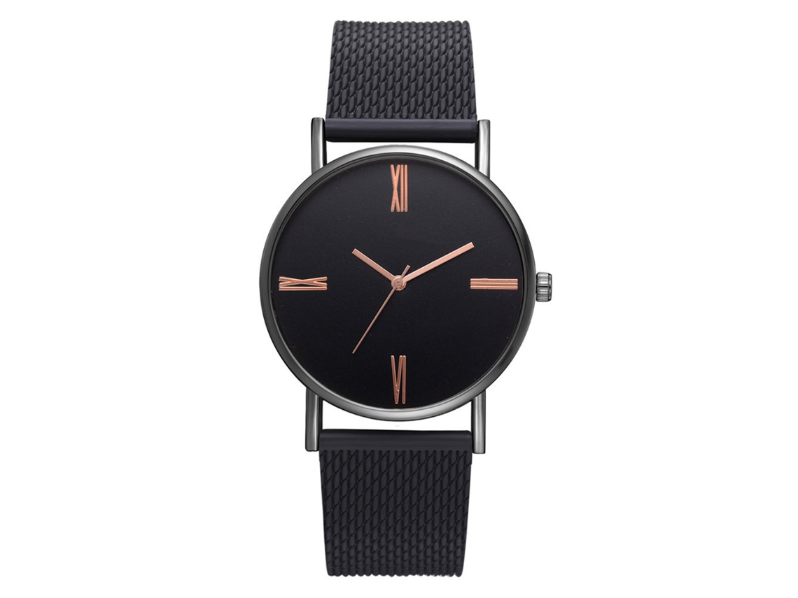 Reloj De Moda Unisex Con Movimiento De Cuarzo Y Correa De Metal (negrodorado Rosa)