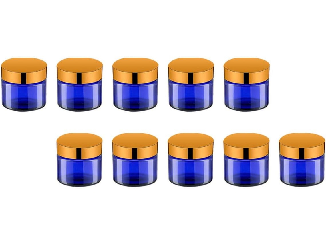 Nuobesty Com 12 Potes De Vidro Azul Para Cosméticos, 20g Cada, Com Tampas De Alumínio Eletrolítico.
