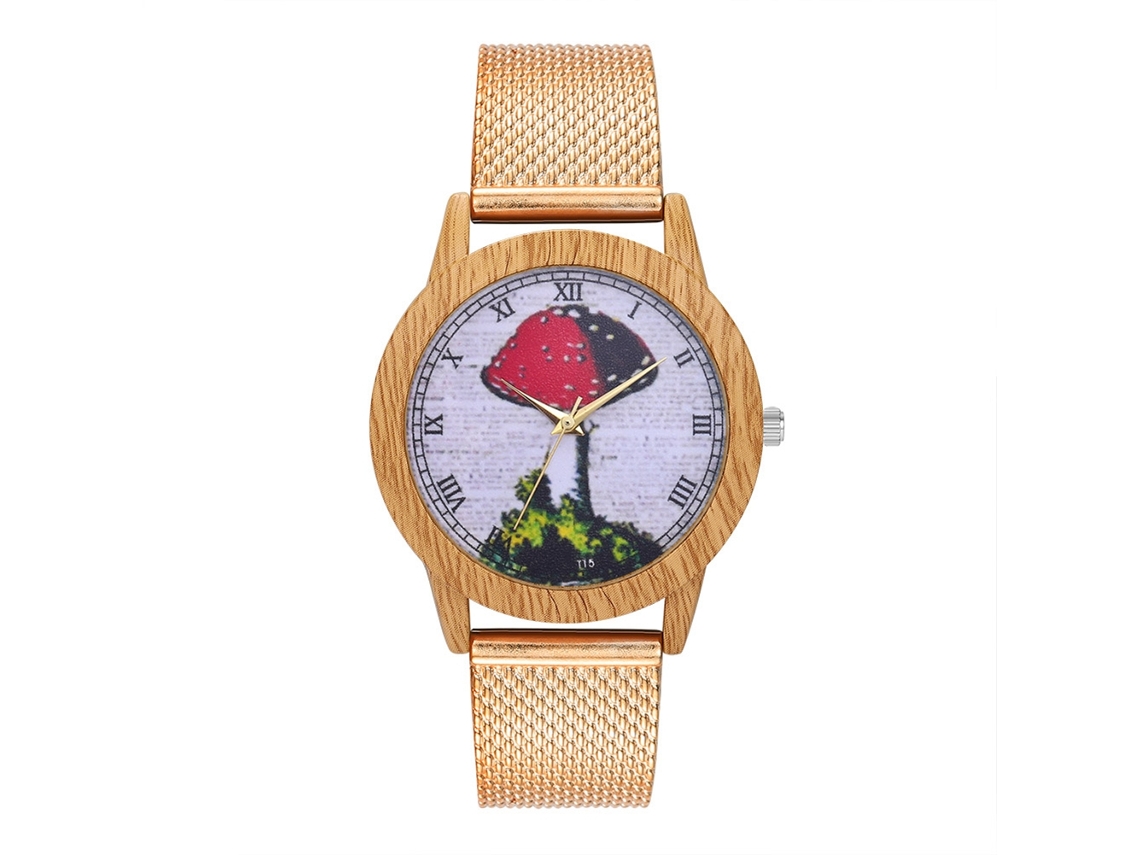 Relógio Analógico de Quartzo com Pulseira de Malha Zhoulianfa (ouro Rosa)