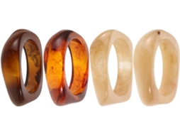 De 4 Pulseiras Rígidas Grossas Em Acrílico Translúcido, Com Design Geométrico Largo E Irregular.