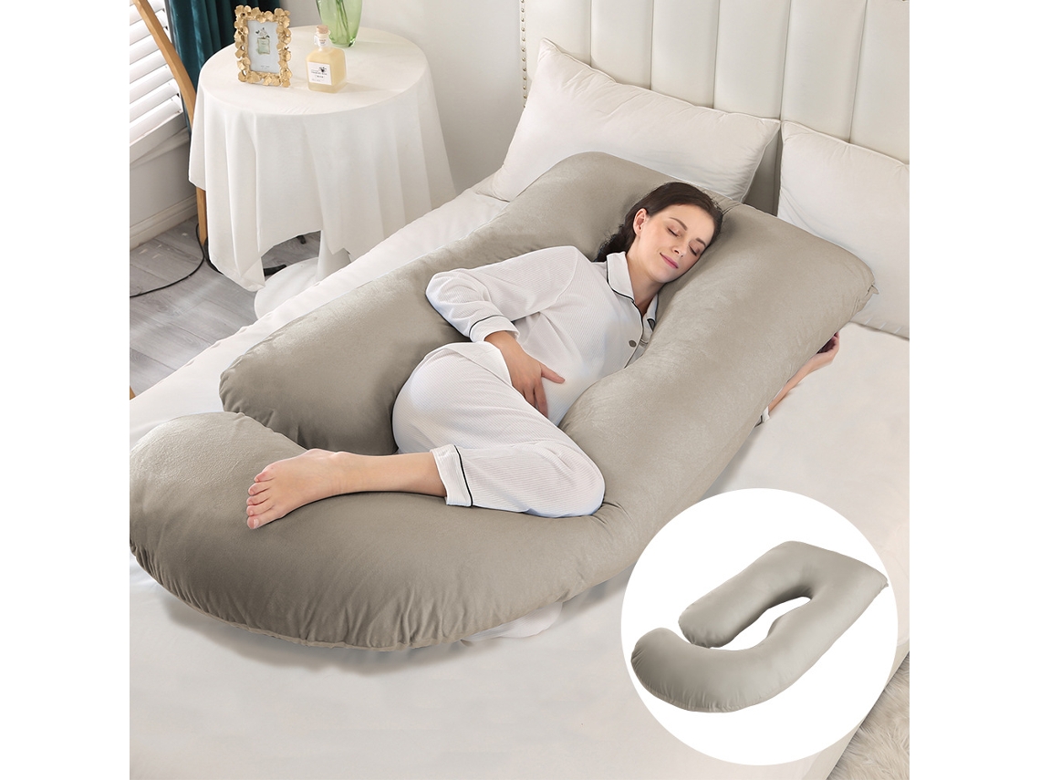 Almofada para Grávidas, Travesseiro para Apoio Abdominal e Cervical, Item Essencial para Maternidade SPQMENT (65x90x175cm champanhe)