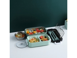 Lancheira Bento À Prova de Vazamentos para Adultos Verde-Aço Inoxidável com Tigela de Sopa Forro Interno EVELTEK One size