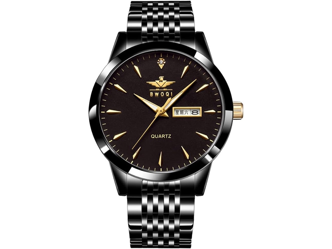 Lurelia Relógio Masculino, Data/calendário, Aço Inoxidável, Resistente À Água, Preto