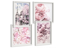 Composição De Quadros Composições Florais Vintage Espelharte (4 Peças)