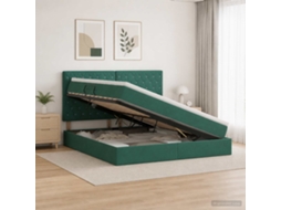 Vidaxl Cama De Armazenamento Led Com Colchão Verde-escuro 140 X 200 Cm