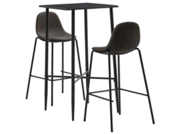 Vidaxl 3 Pcs Conjunto De Bar Tecido Cinzento-escuro