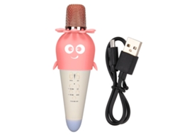 Microfone Sem Fio Bluetooth K5 Rosa Kids Karaoke Mic | S/MARCA
