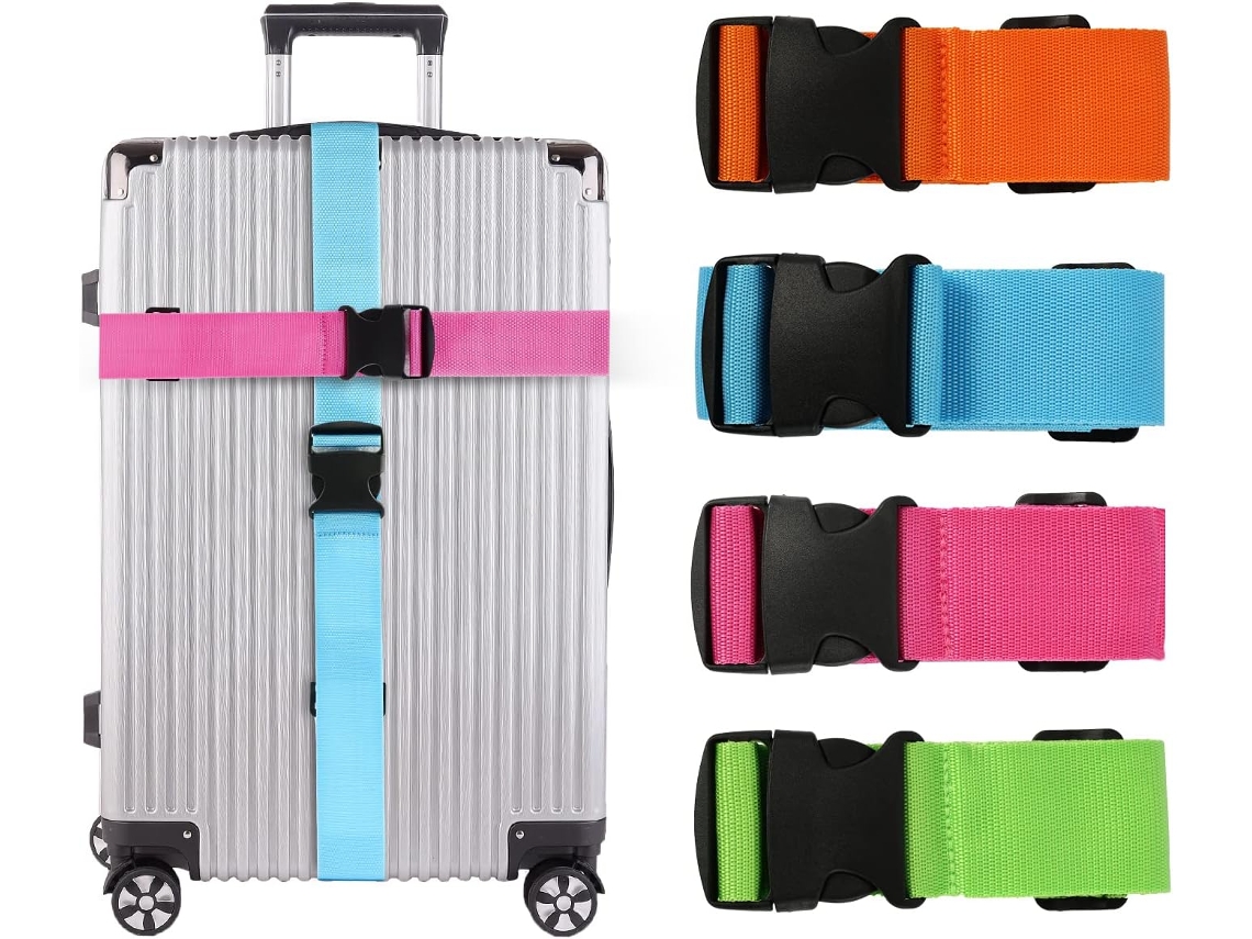 Conjunto De 4 Cintas Viagem Ajustáveis​​ Para Malas, Acessórios De Segurança Para Bagagem E Viagem, Cores Sortidas