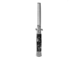 2026 peine de Pelo Plegable de Acero Inoxidable Con Resorte Navaja para Aceite, Peine de Bolsillo Estilo Switchblade Negro