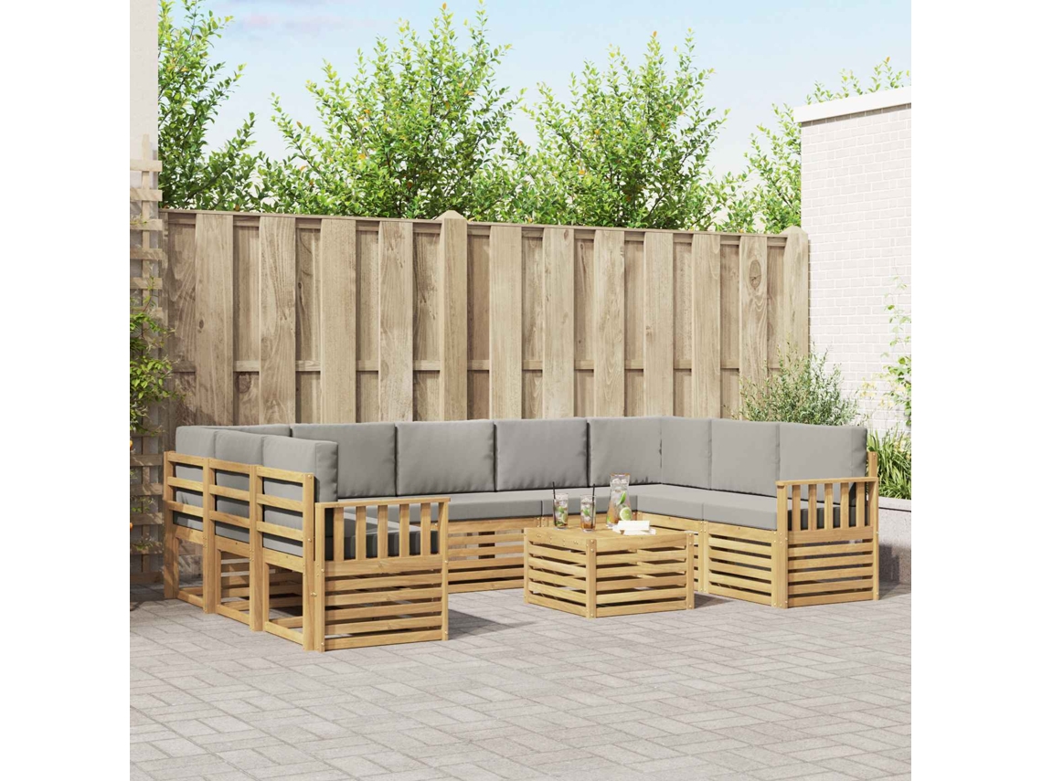 Vidaxl Conjunto De Sofás Para Exterior 10 Unid. Branco E Cinza Claro