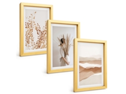 Pinturas Murais Modernasmotivos De Plantas Rústicos E Boho Moldura Dourada Fotos Para O Corredor Espelharte (3 Peças 20x30 Cm)