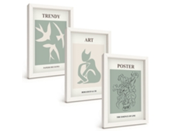 Composição De Quadros Ilustrações Elegantes De Matisse Moldura Branca Imagens Para Um Quarto Infantil Espelharte (3 Peças 20x30 Cm)