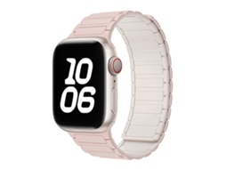 Pulseira Magnética de Silicone Halinuia para Apple Watch Series 1 11/ultra 1 3/se3 , Design Esportivo Respirável. Rosa Claro Branco (42 49 Mm)