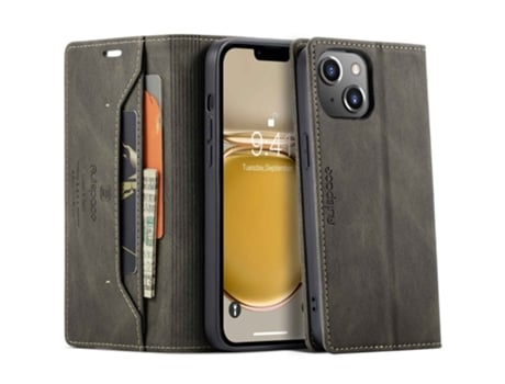Capa Quedas Bloqueio Rfid Para Iphone 14 Plus Autspace Pele Sintética Castanho