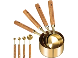 Conjunto De Colheres Medidoras De Cozinha | Colheres Medidoras De Aço Inoxidável Com Cabos De Madeir Gokoco