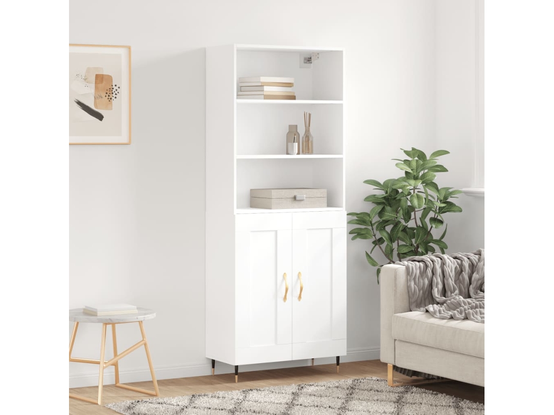 Vidaxl Armário Alto 69,5x34x180 Cm Derivados De Madeira Branco