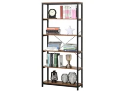 Estantes De Estilo Industrial Com 6 Prateleiras Abertas Para Livros Armazenamento Da Sala De Escritório 80x30x180 Cm Castanho Rústico