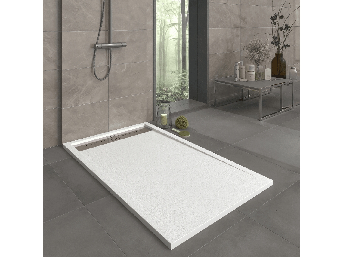 Base de Duche em Resina ORION Branca 150x90 Cm com grade em aço RC