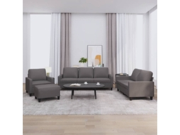 Vidaxl 4 Pcs Conjunto De Sofás C/ Almofadões Couro Artificial Cinzento